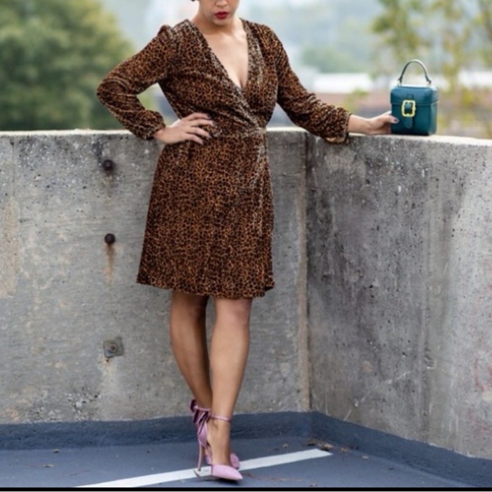 J. Crew Velvet Leopard Wrap Dress